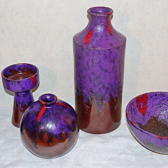8 piece purple lava glaze Rosenthal Netter Italy Bitossi - Picture 3 of 4
